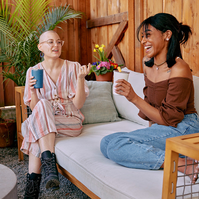 Cocktails served in Klean Kanteen 16oz Pint Cup Four Pack in Black, chip resistant finish and stackable.