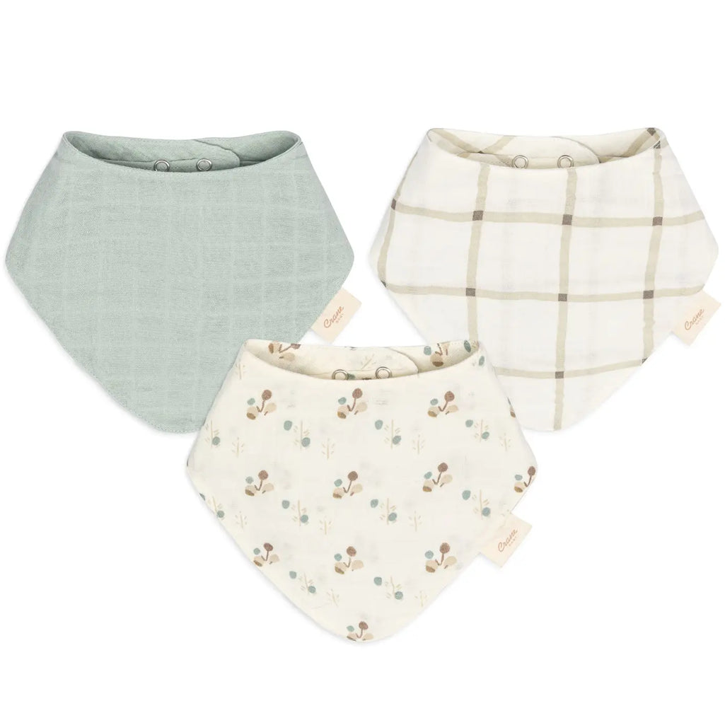 Ezra Poppy Cotton Bib Set by Crane Baby, Soft and Stylish for Babies