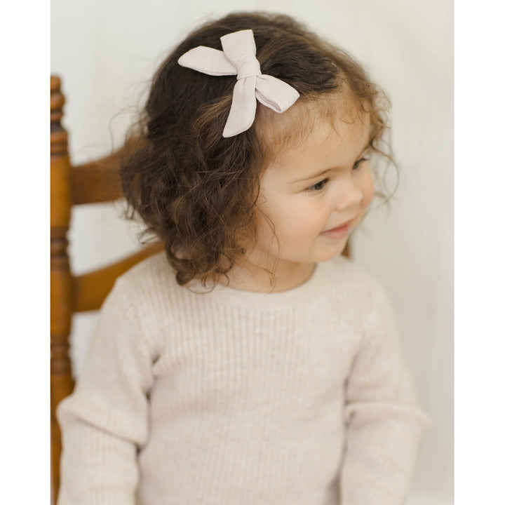 light purple lilac bow clip for baby quincy mae 