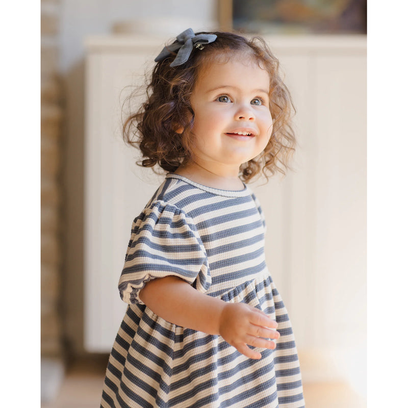 quincy mae organic cotton blue bow clip for toddler girl 