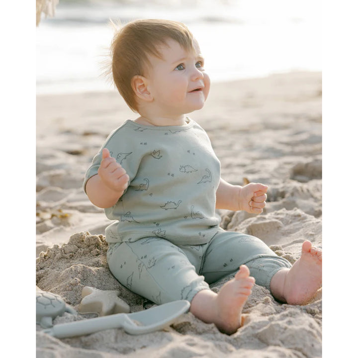 quincy mae baby boy sage dino short sleeved set 