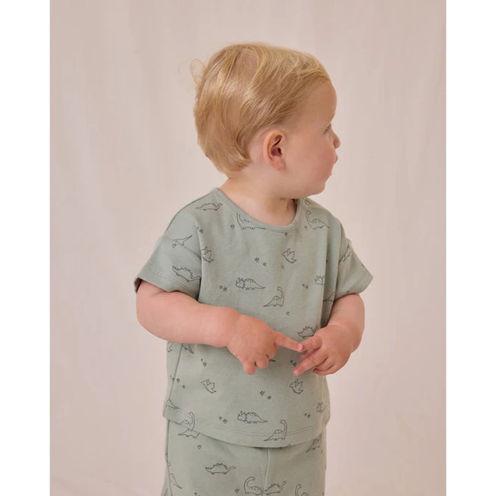 quincy mae jersey t shirt and joggers set in dinosaur pattern for infant 