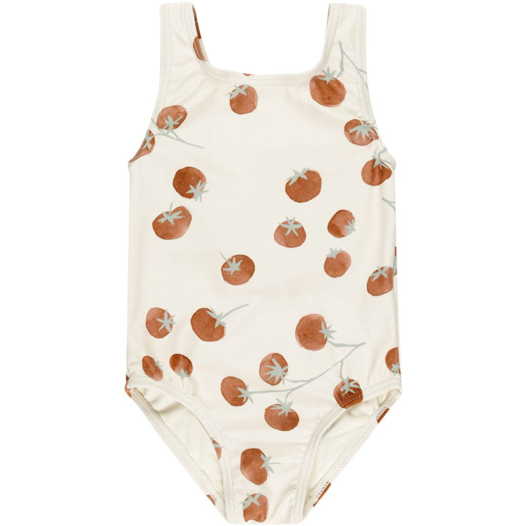 rylee + cru white millie swimsuit with tomato pattern 