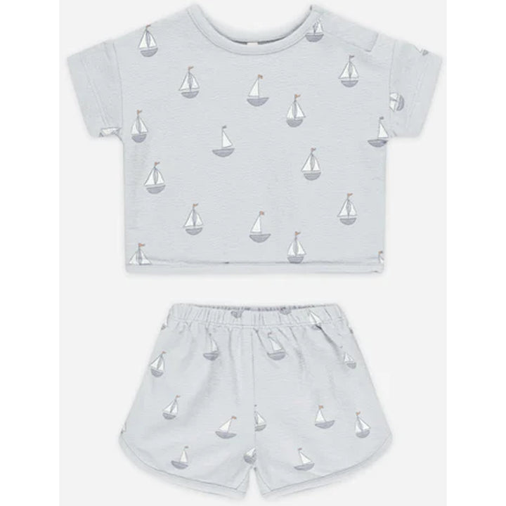 quincy mae sailboats spongy set lightweight infant summer set 