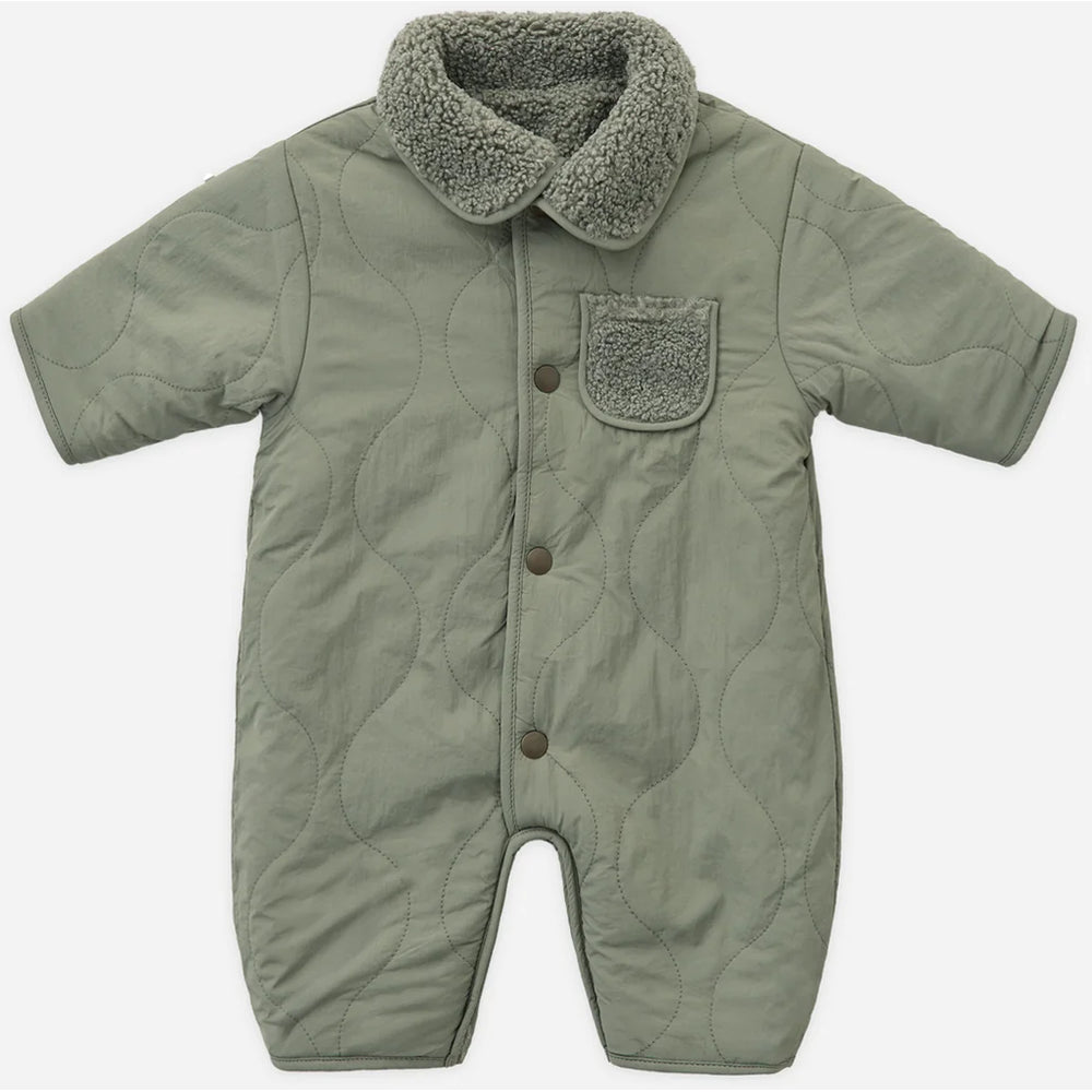 warm reversible green teddy onesie for baby quincy mae 