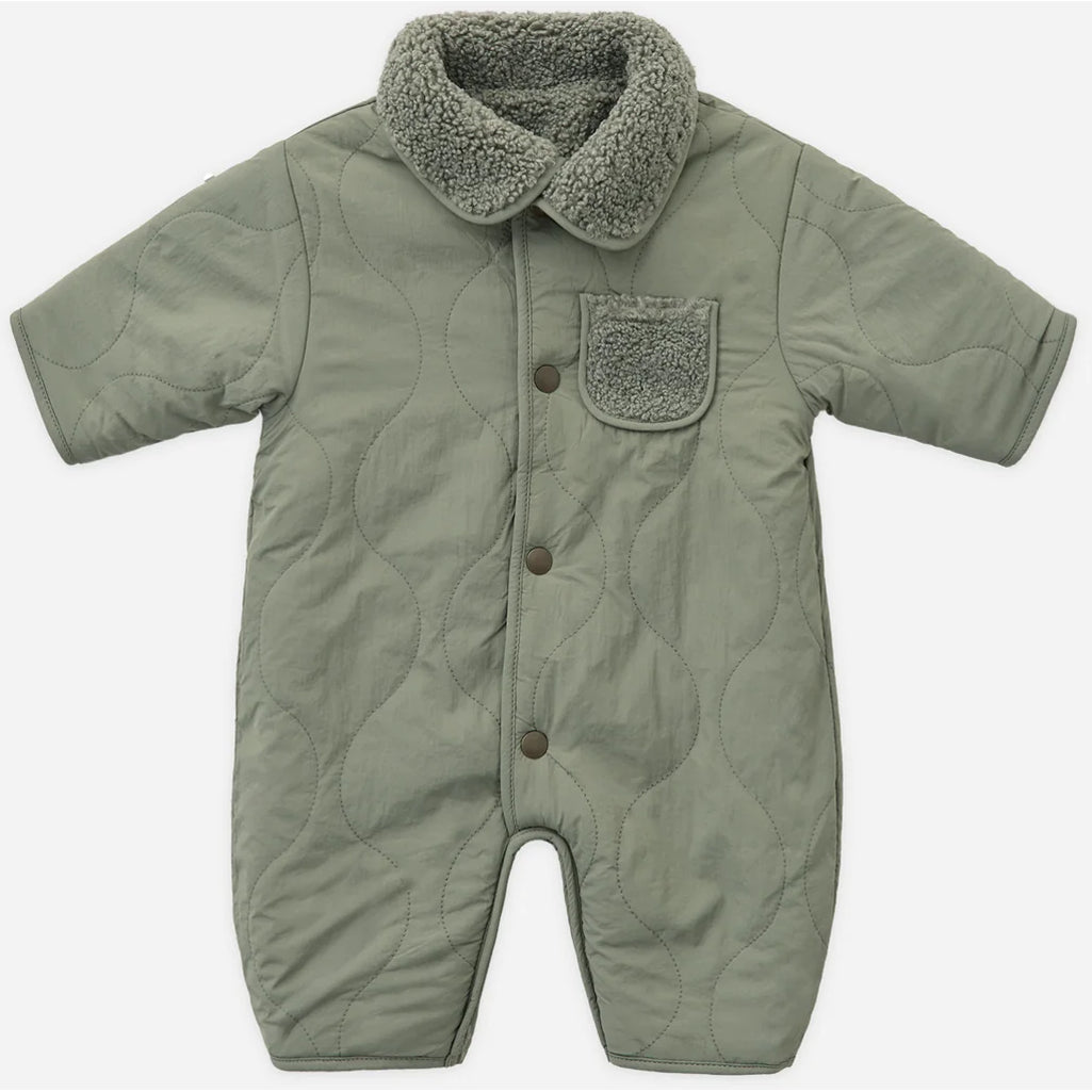 warm reversible green teddy onesie for baby quincy mae 