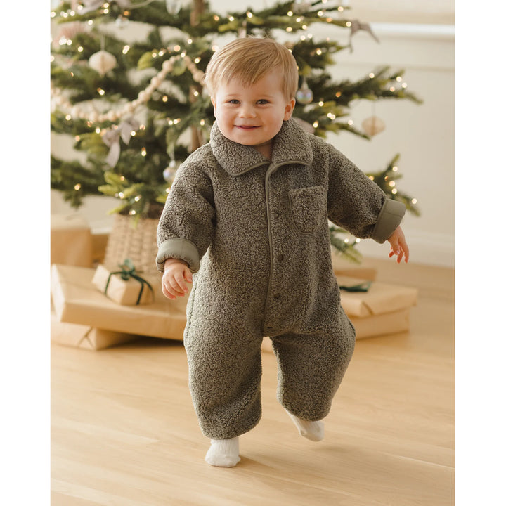 cozy warm qunicy mae forrest green baby jumpsuit 