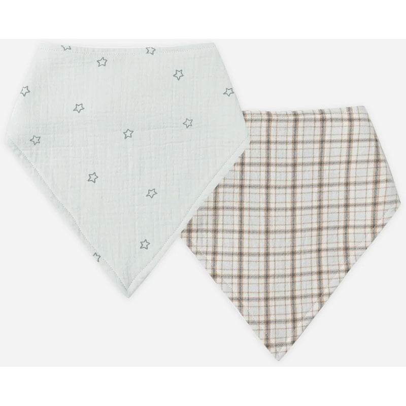 quincy mae blue plaid and twinkle bandana set 