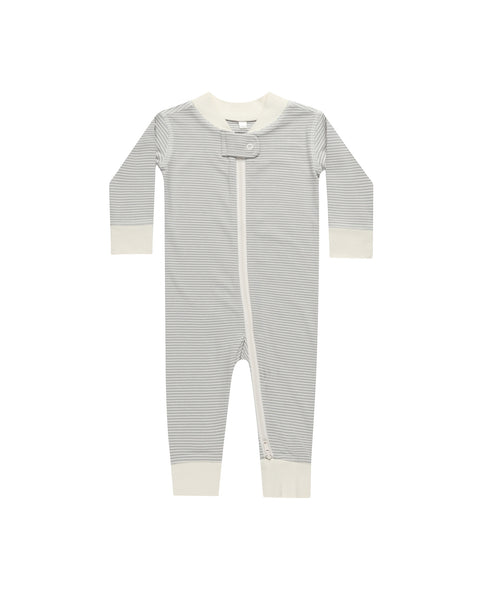 quincy mae micro blue stripe zip sleeper long sleeve for infant 