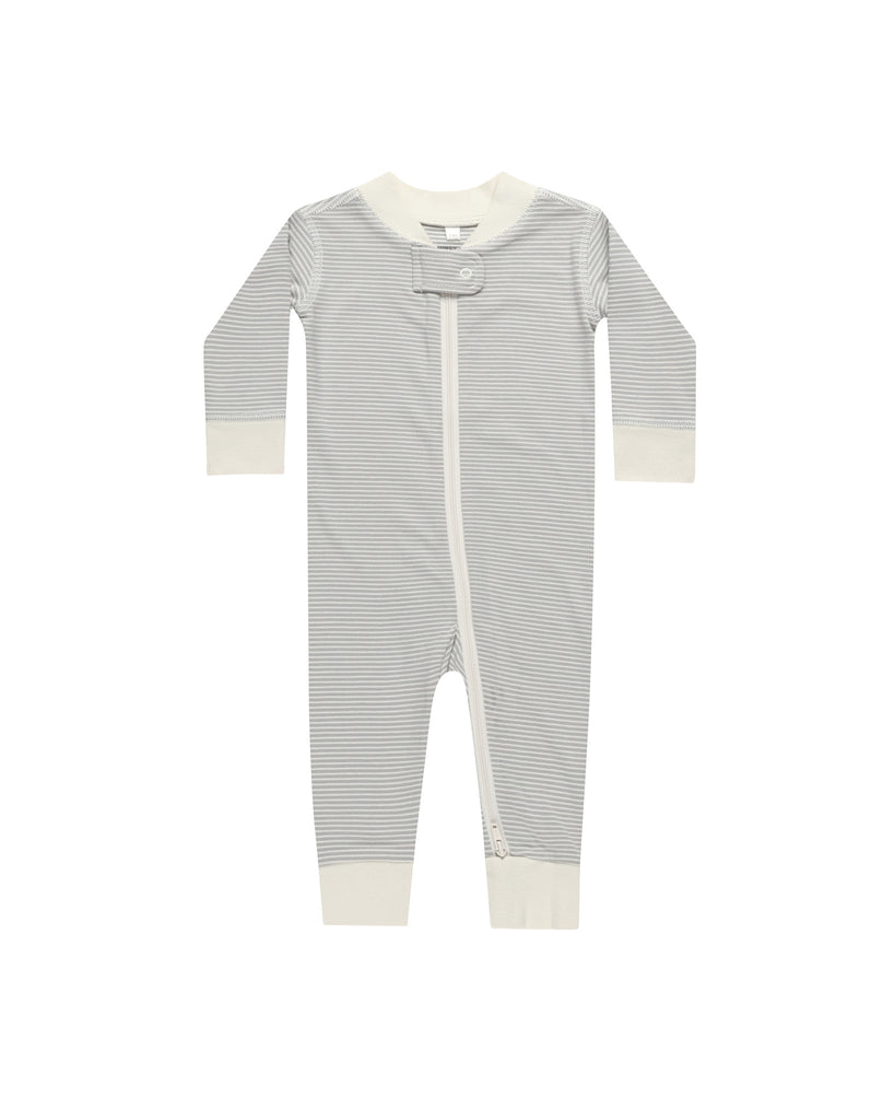 quincy mae micro blue stripe zip sleeper long sleeve for infant 