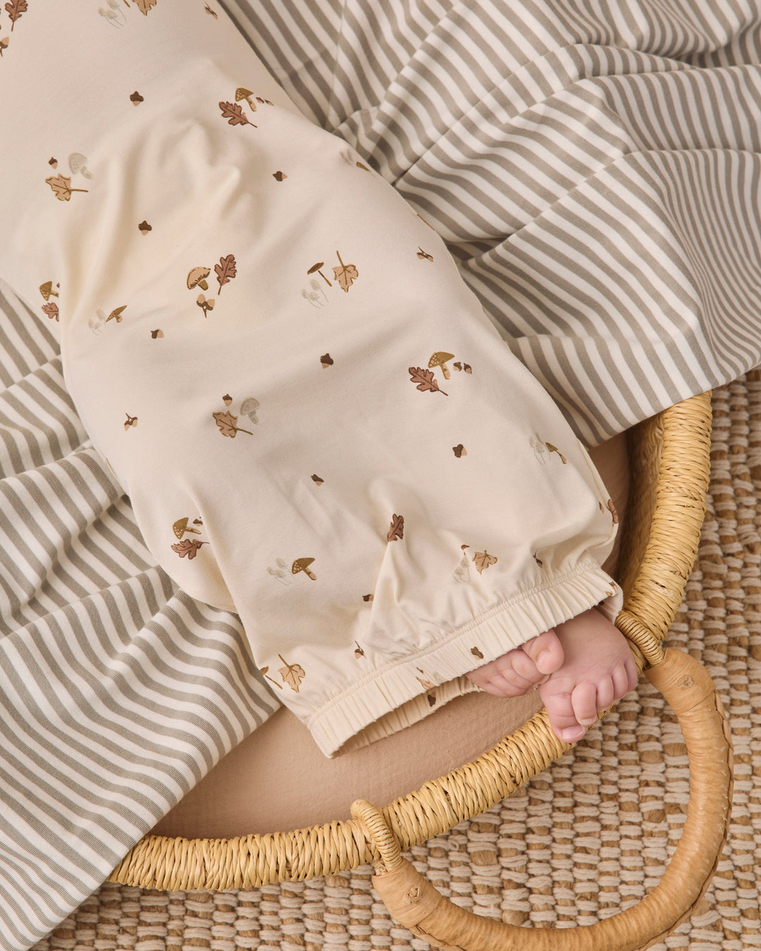 Newborn gown with fold-over mitts, Quincy Mae Bamboo Baby Gown + Hat Set Woodland