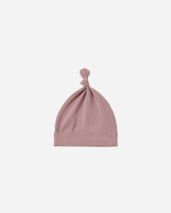 Quincy Mae Bamboo Knotted Baby Hat in Mulberry, soft stretchy newborn hat 0-6 months