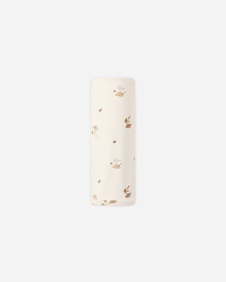 Woodland bamboo swaddle blanket by Quincy Mae, gender-neutral newborn nursery gift