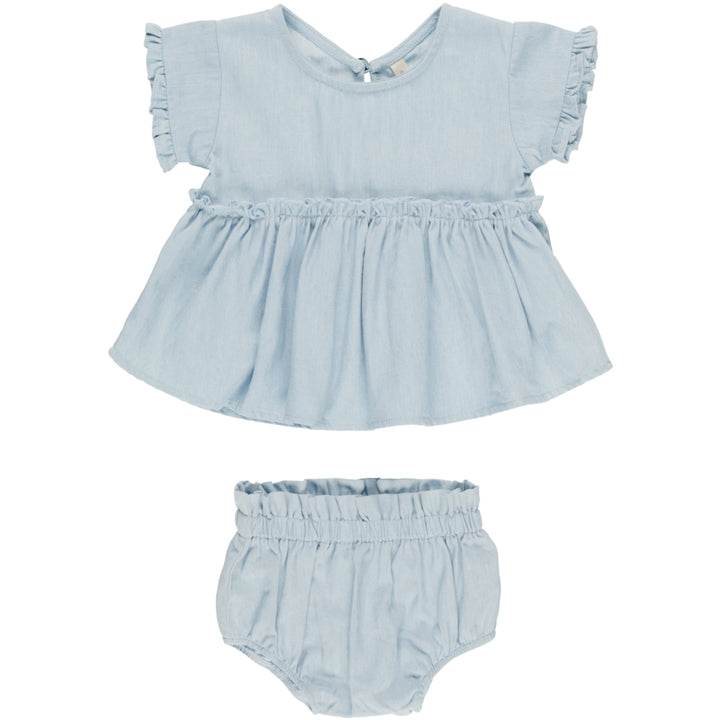 quincy mae chambray blue juniper set summer outfit for baby girl 
