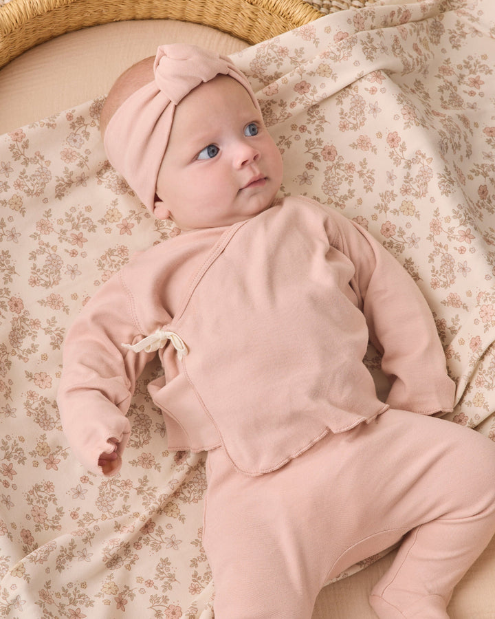Floral Vine organic swaddle by Quincy Mae, GOTS certified newborn blanket, studio photo