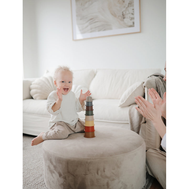 Mushie Cups Stacking Cup Toy Toys for Kids A set of Mushie stacking cup toys that foster cognitive development in children