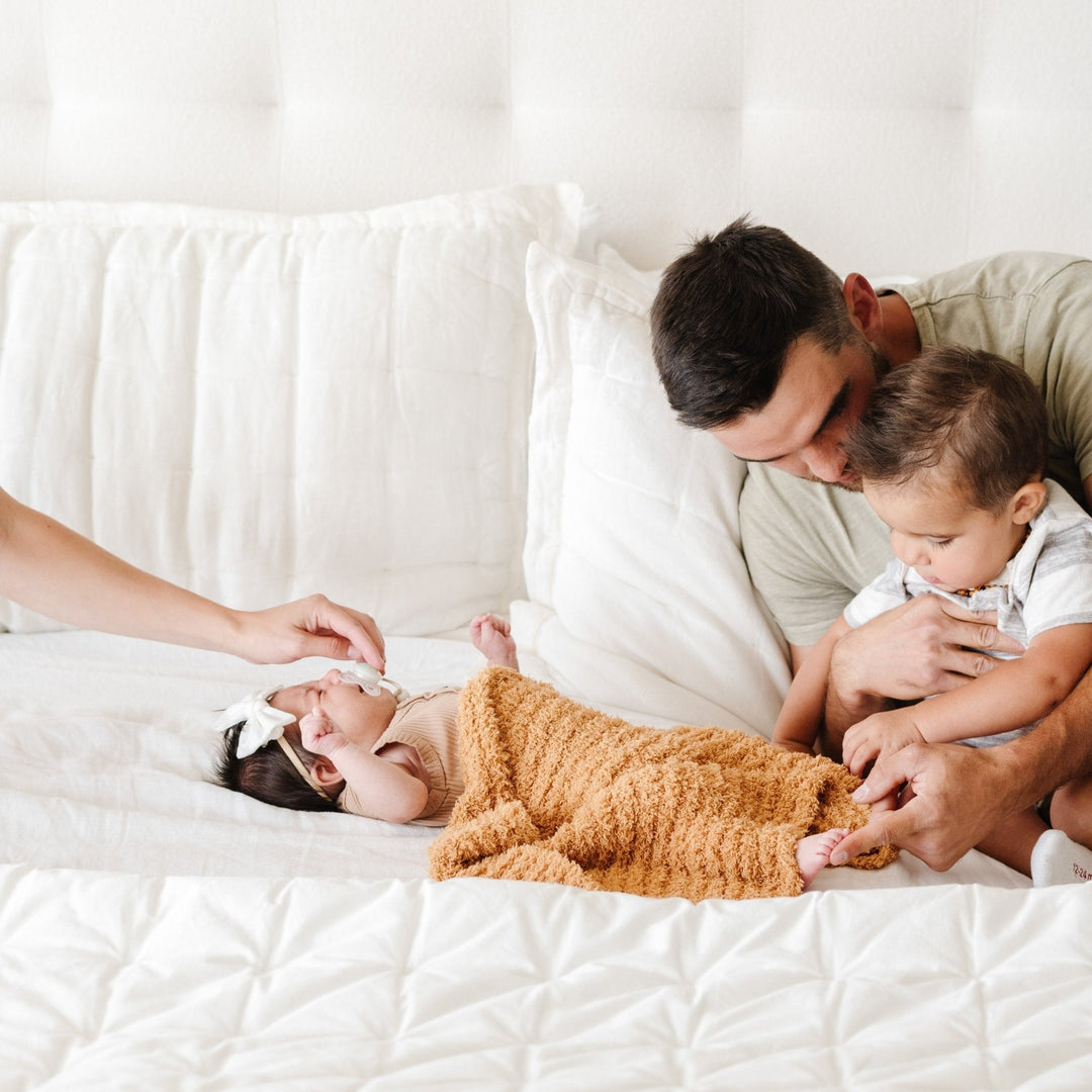 Parents choose Golden Saranoni Ribbed BAMBONI¨ Receiving Blankets because they are simply the best baby blanket.
