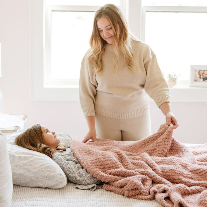 The ultimate baby blanket, Saranoni Ribbed BAMBONI¨ Toddler Blanket in Cameo comforts kids.