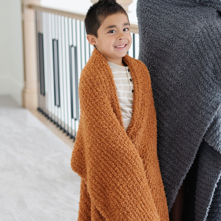 Saranoni Ribbed BAMBONI¨ Toddler Blanket in Ginger, cozy and soft for nap time.