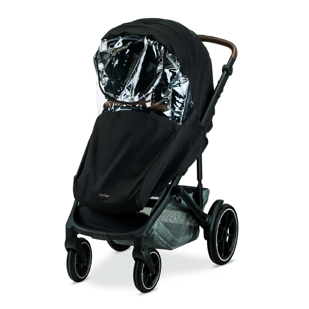 easy rain cover for stroller, romer stroller rain shield, protect infant from rain 