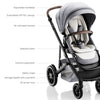 plush padded seat, adjustable recline, ergonomic stroller design, extra legroom, smooth ride, comfortable baby travel gear