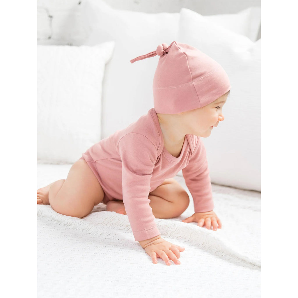 Colored Organic Knot Hat newborn baby girl clothes in Rose
