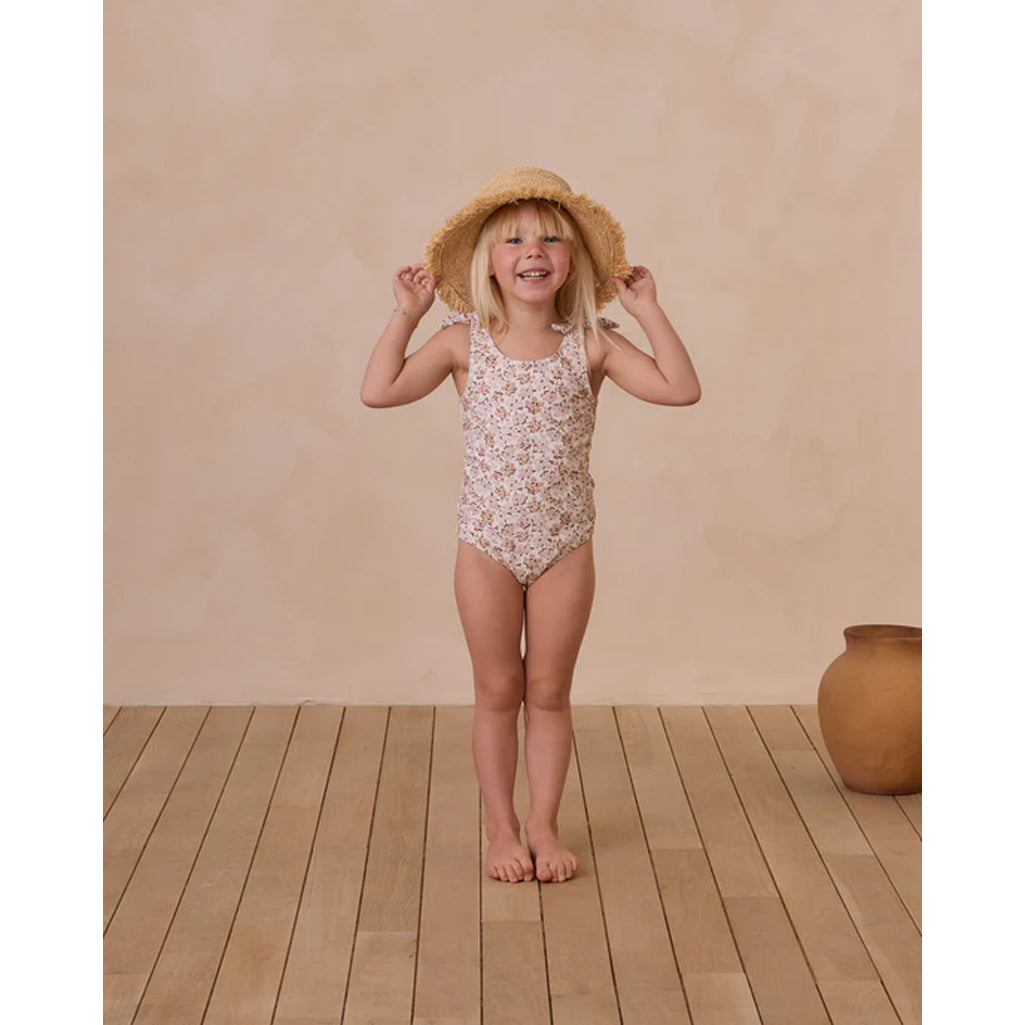 rylee + cru millie one piece swimsuit for baby girl with adjustable straps and UPF 50+ fabric