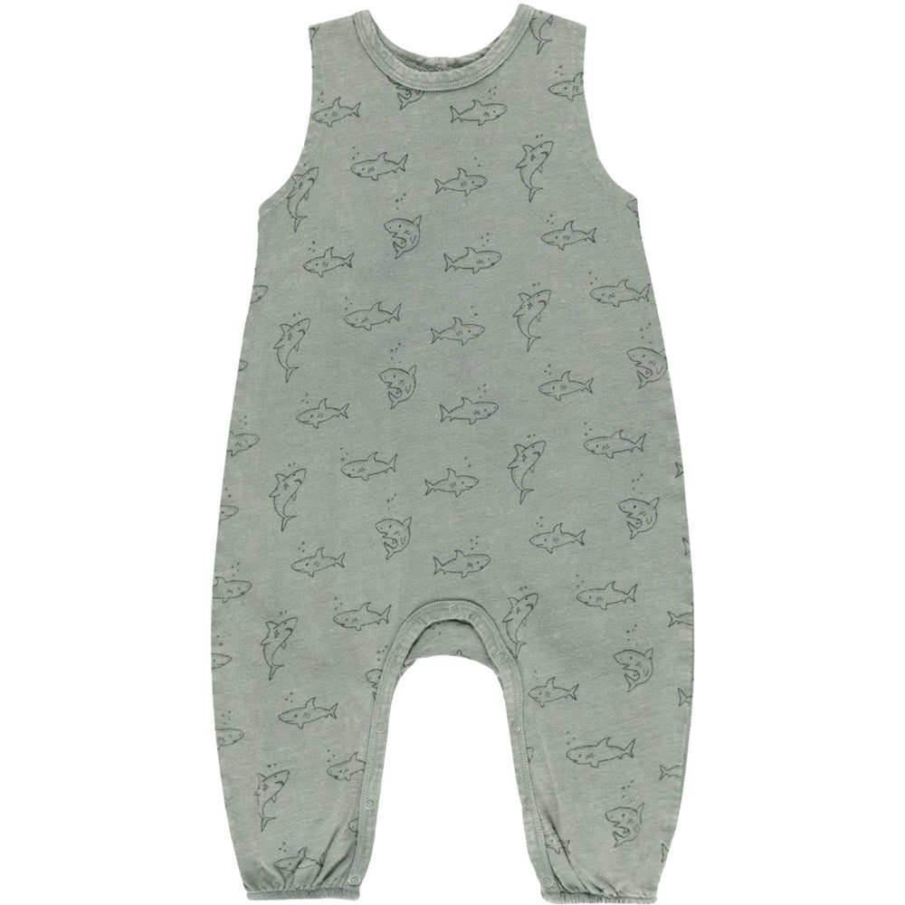 Rylee+Cru green sharks jumpsuit for little boy baby boy summer outfit