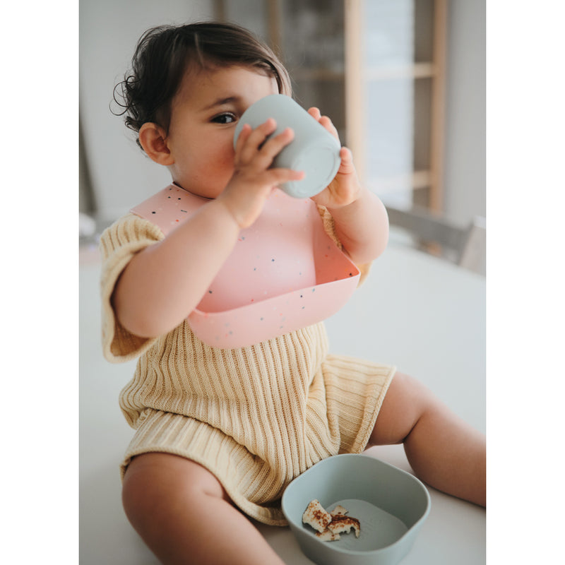 Mushie powder blue dinnerware baby sippy cup