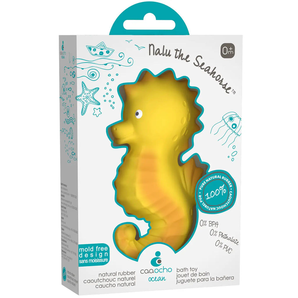 CaaOcho Nalu the Seahorse mold-free bath toys, ensuring safe and hygienic playtime.