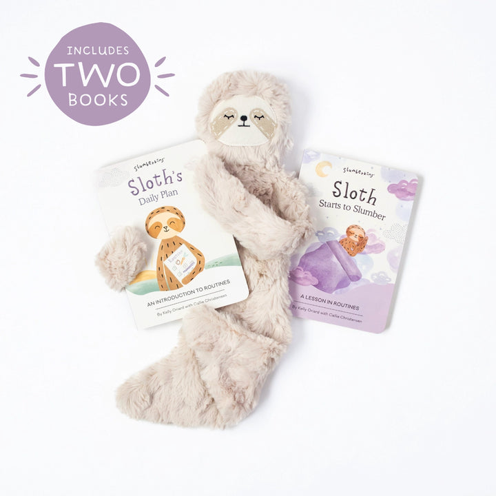 slumberkins sloth's routine set with two books