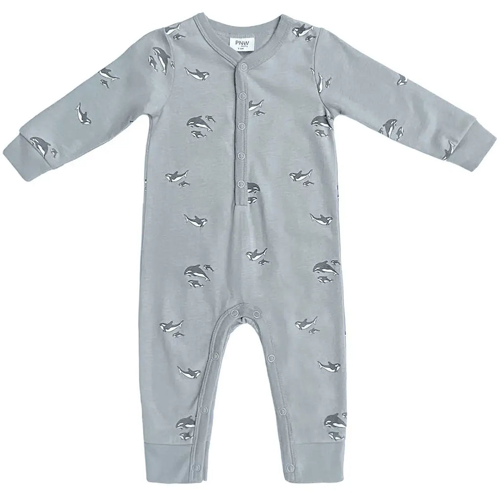 pnw baby romper with snaps orca