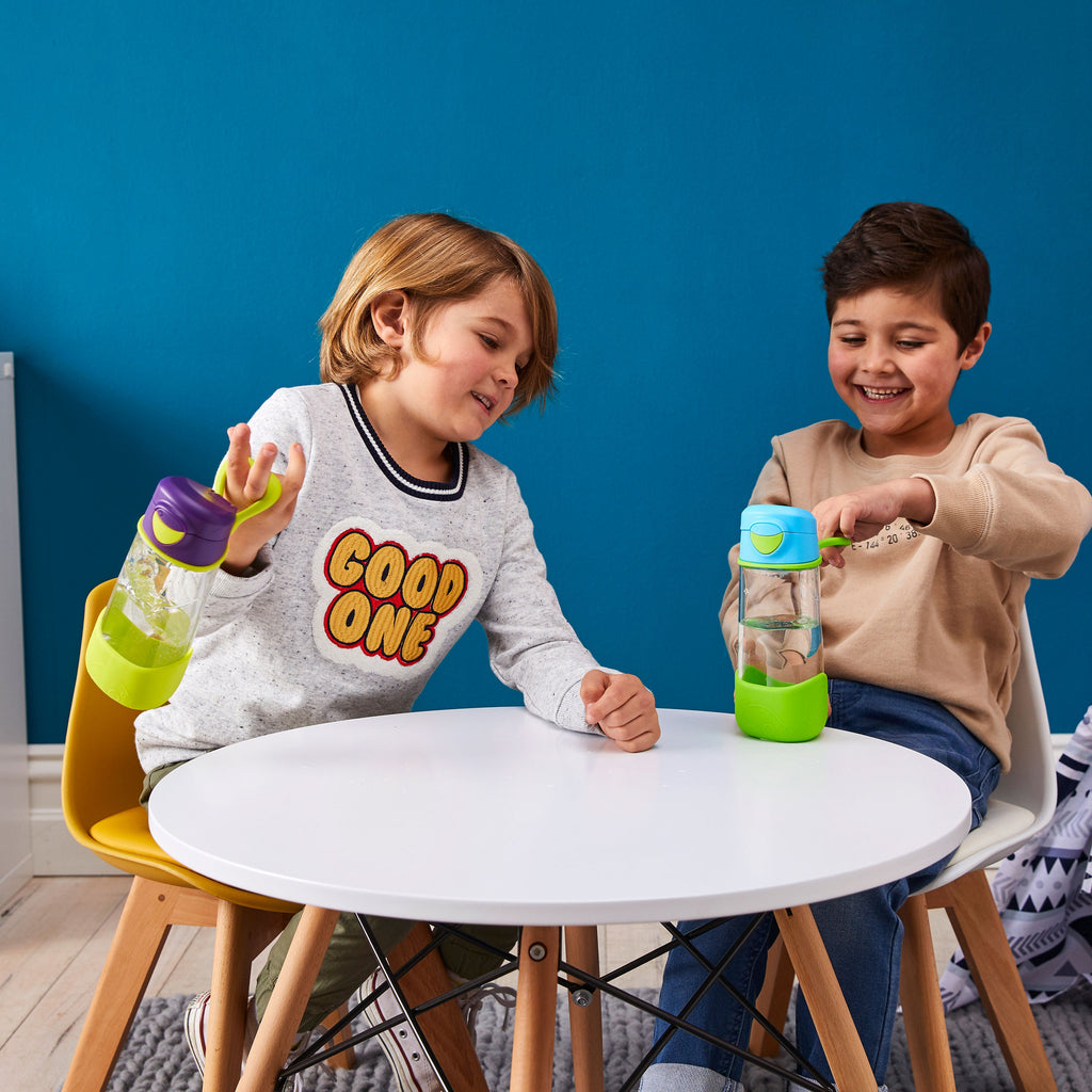 boys laughing with sport spout bottles ocean breeze and passion splash bbox
