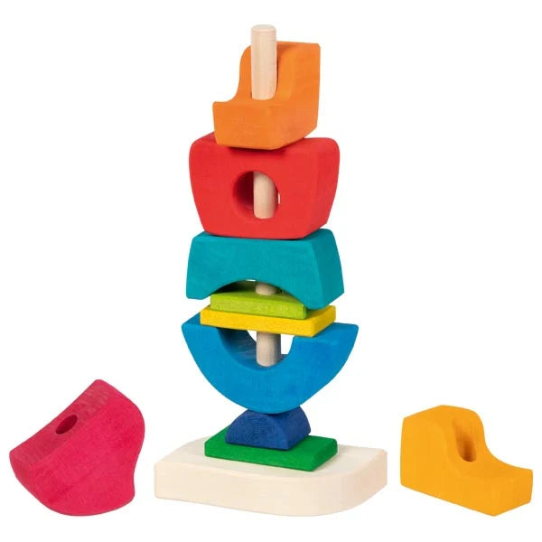 Colorful wooden stacking toy goki stacking castle sorting game