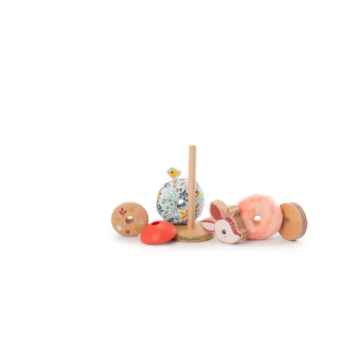 Soft and colorful Lilliputiens Stacking Pyramid - Stella the Fawn baby toys for sensory play
