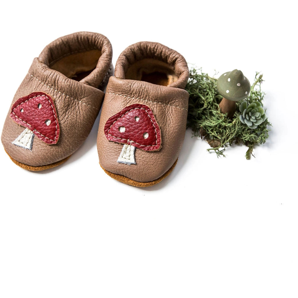 starry knight handmade leather moccasins with mushroom detail 
