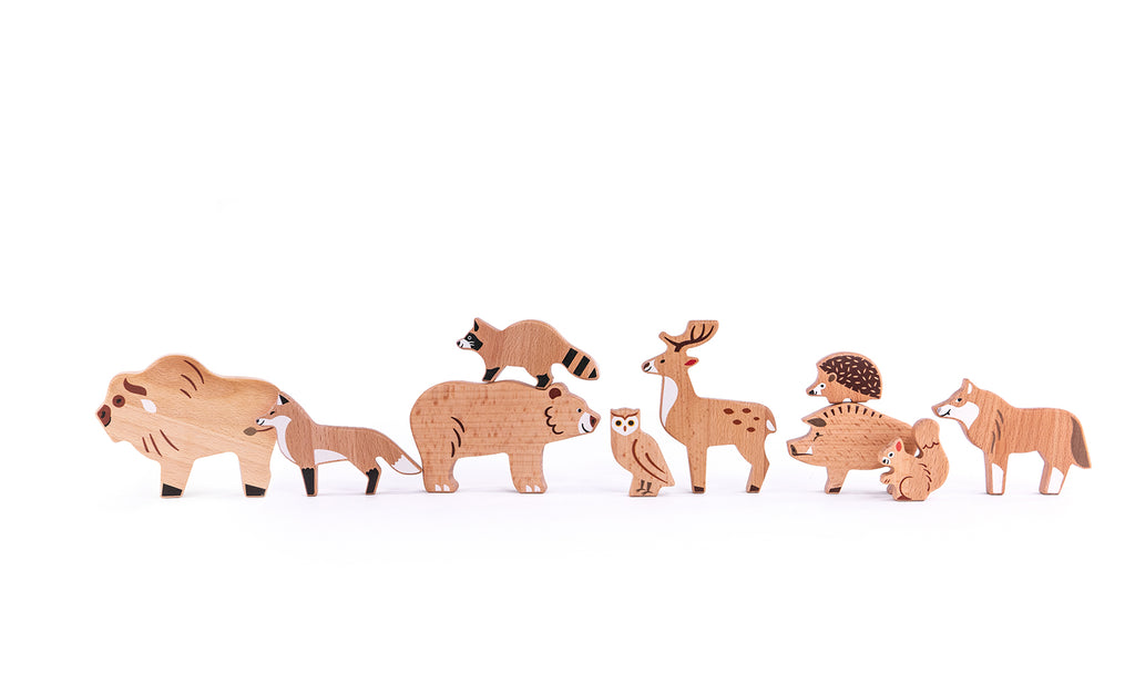 Bajo wooden toy wild forest animals set