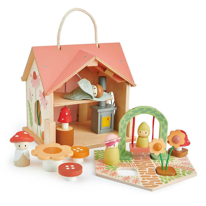 pink gnome tender leaf rose wood doll house 