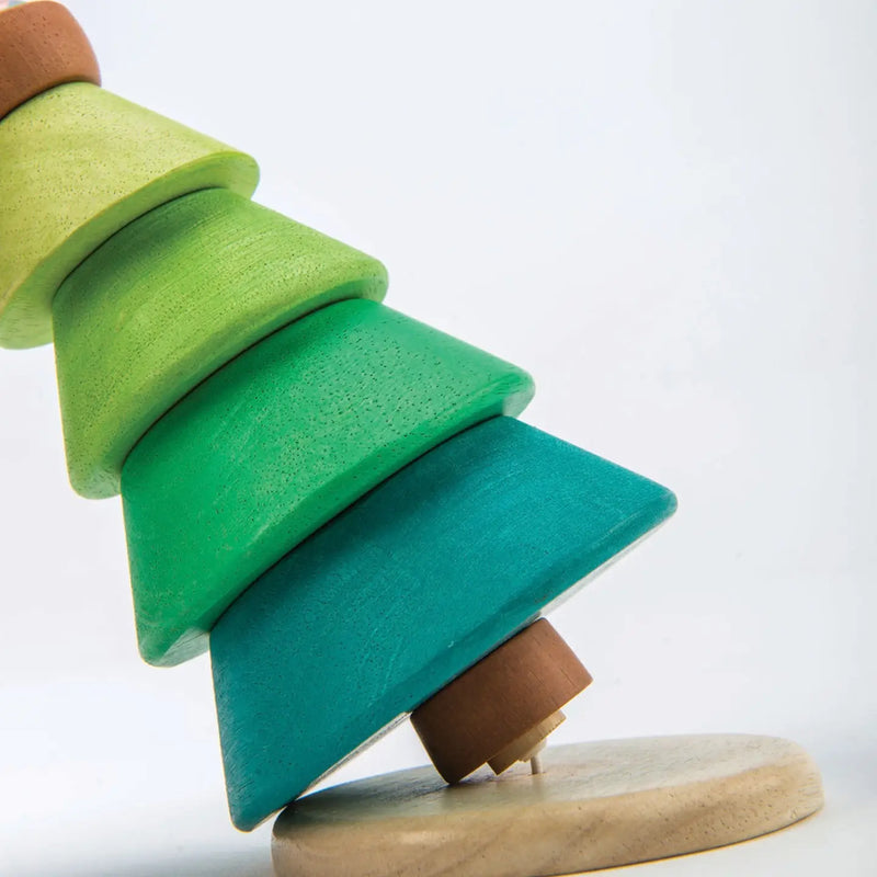 natural wood stacking toy for infants