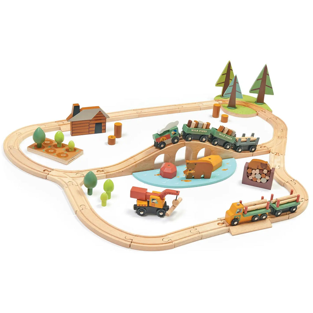 natural wooden toy vehicle set