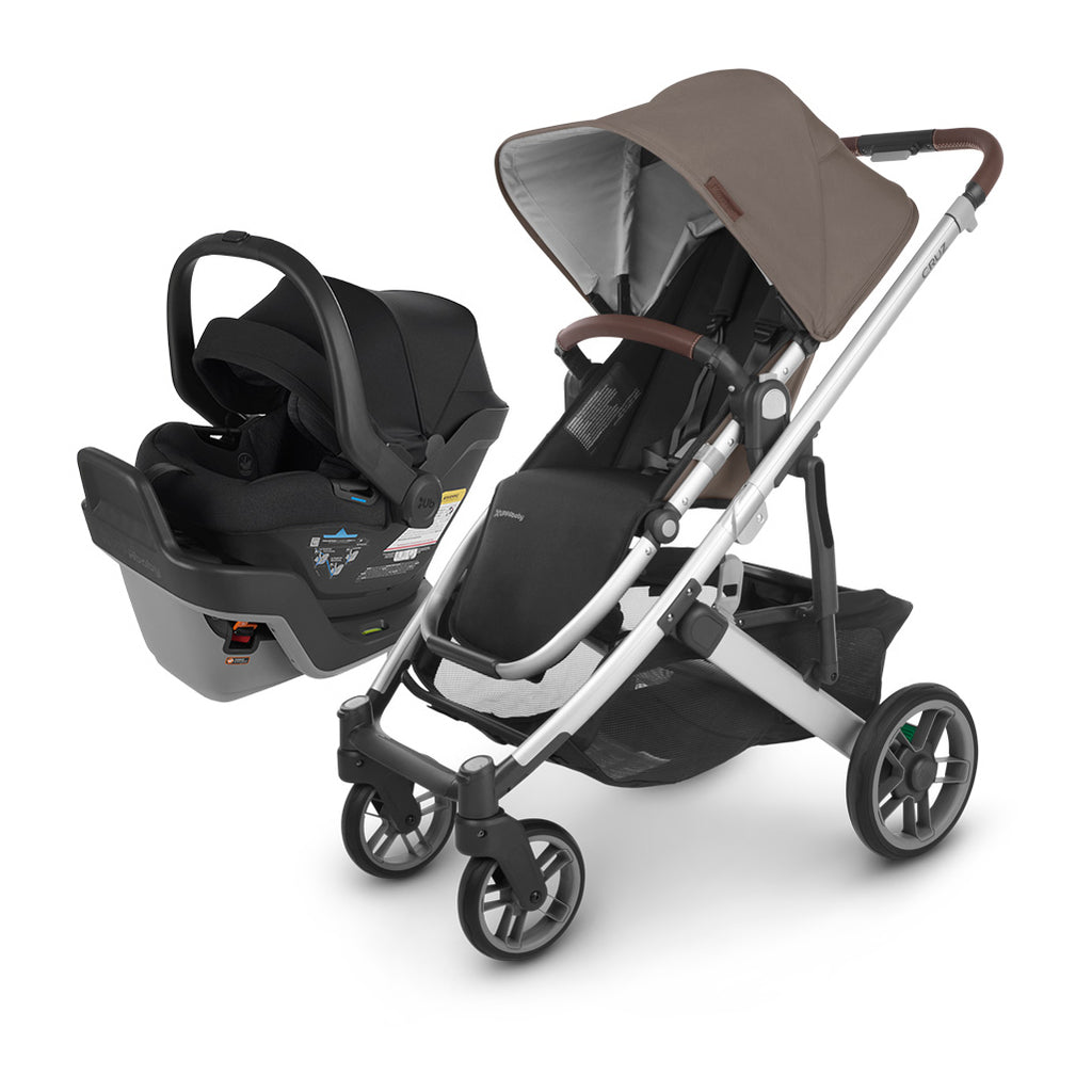 uppababy cruz stroller with mesa max carseat in theo and jake