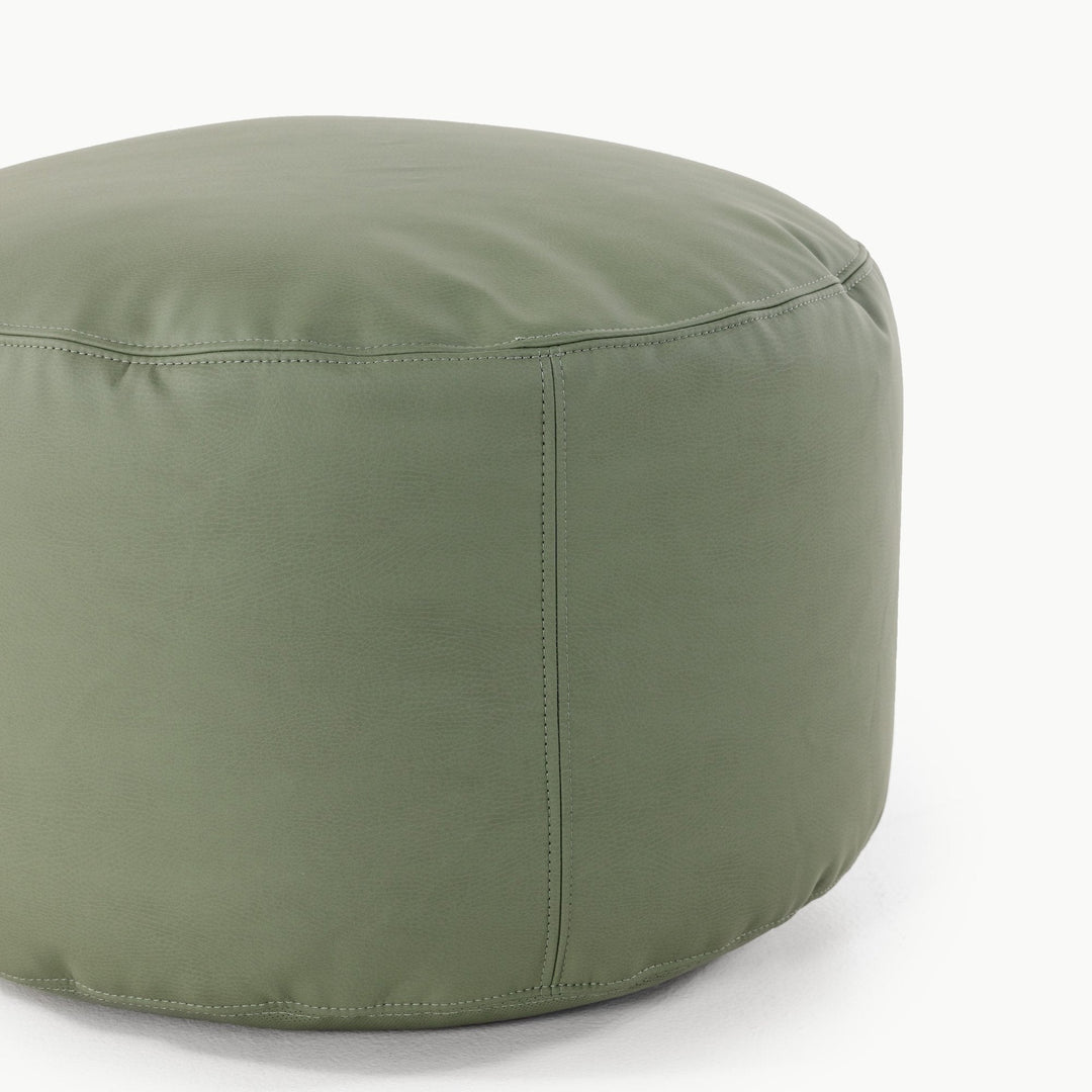 Gathre circular green pouf ottoman