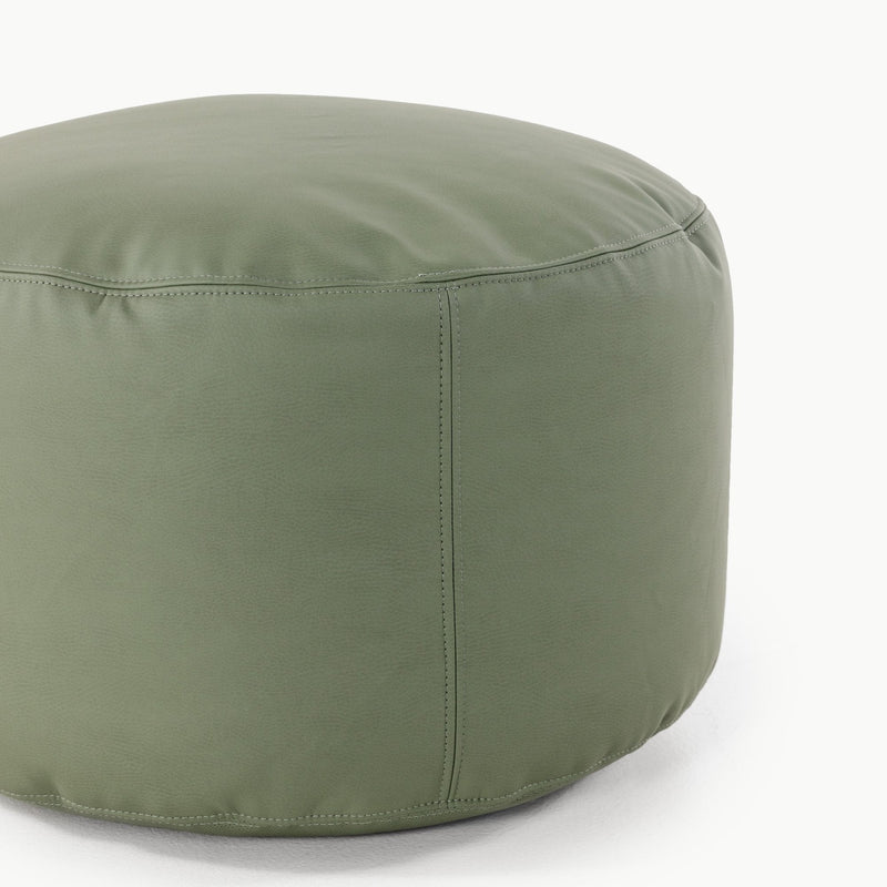 Gathre circular green pouf ottoman