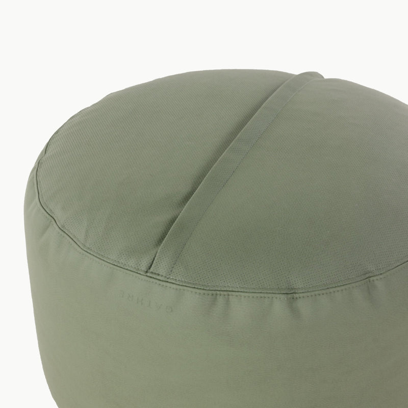 Gathre green pouf made with vegan leather