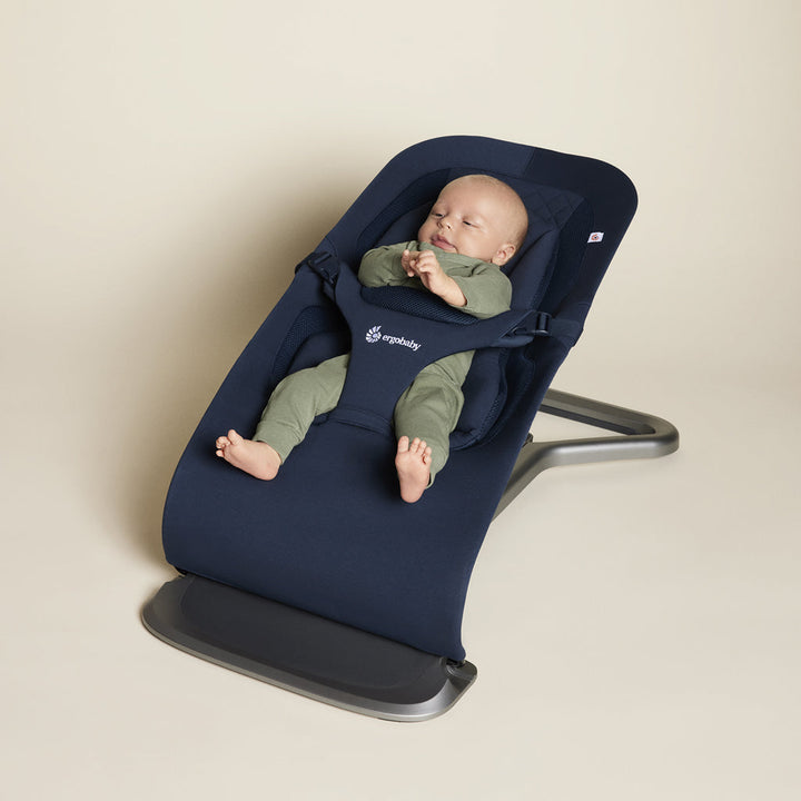 ergobaby evolve baby bouncer for newborn in navy blue