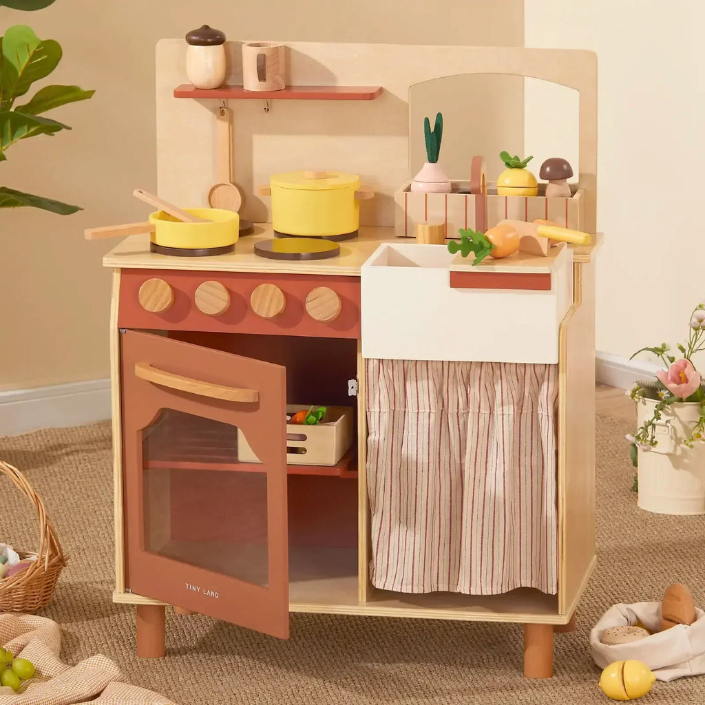 Tiny Land® Cubby Kitchenette kids wooden toys for pretend play kitchen