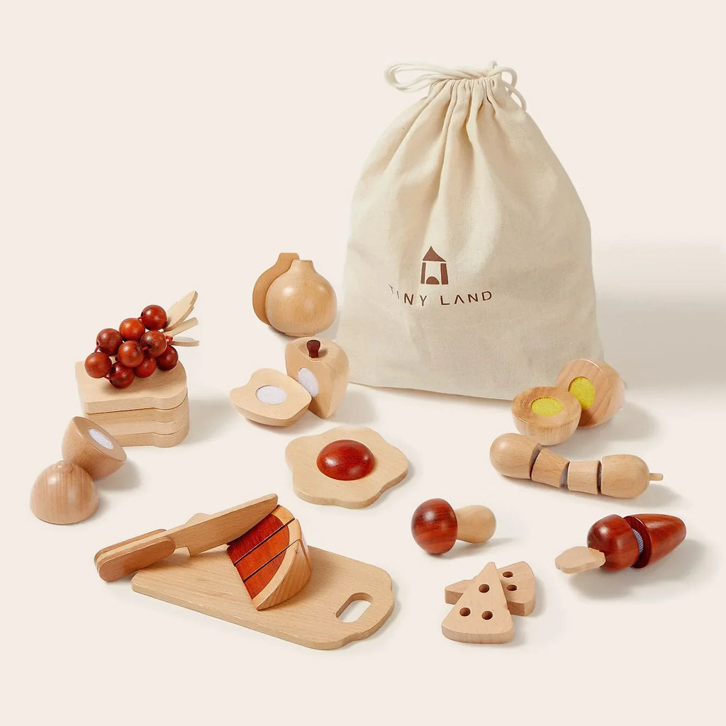 Tiny Land®  Wooden Cut and Play Food Toys wooden toys for pretend play 