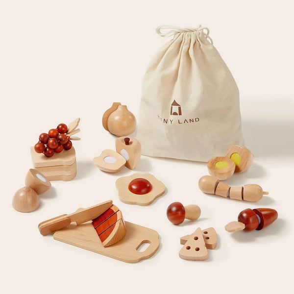 Tiny Land®  Wooden Cut and Play Food Toys wooden toys for pretend play 