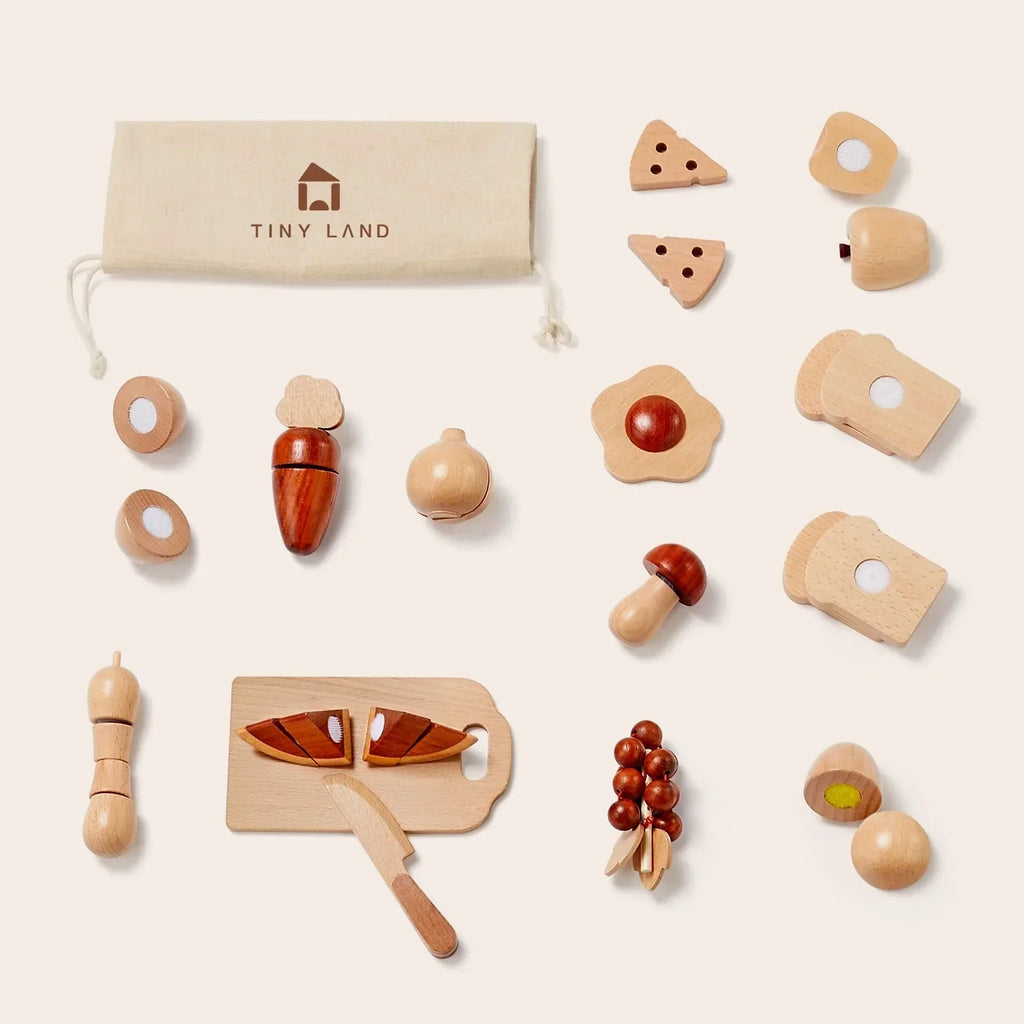 Tiny Land®  Wooden Cut and Play Food Toys for toddlers