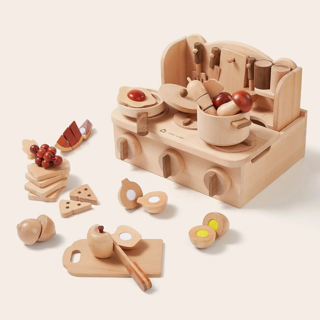 Tiny Land®  Wooden Cut and Play Food wooden toys for kitchen pretend play